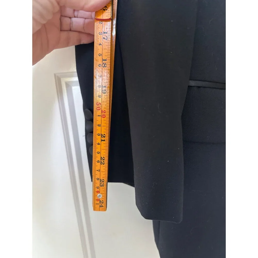 Jos A Bank Tuxedo Jacket Mens 46‎ Short Wool Travelers Black Satin Lapel
